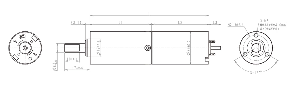 22mm gearbox drawing