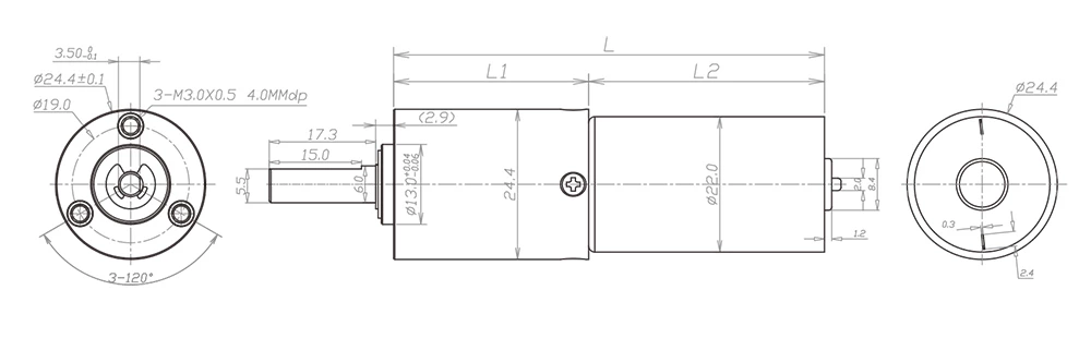 24mm gearbox drawing