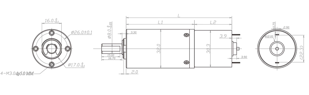 32mm gearbox drawing