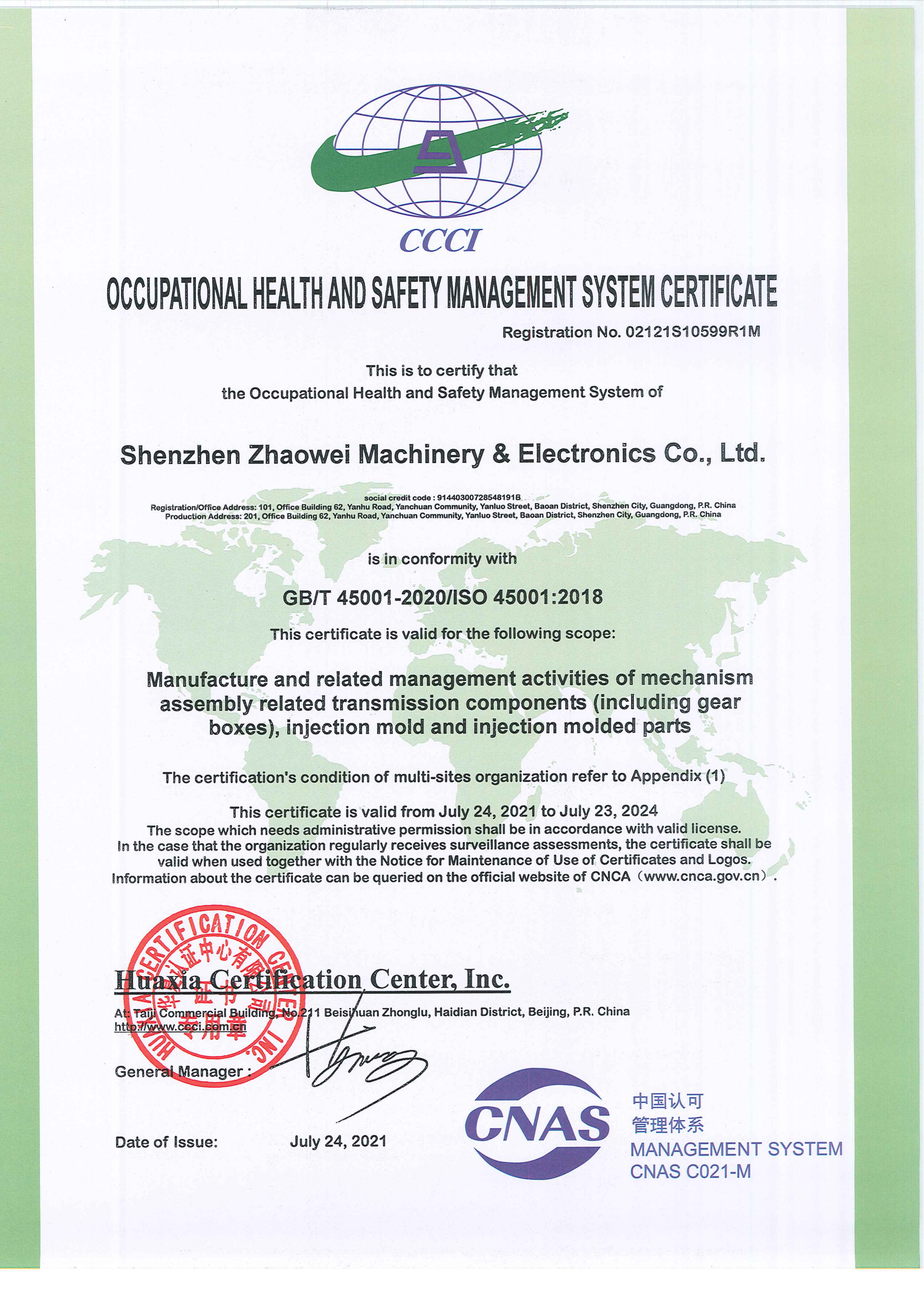 Certificato ISO45001