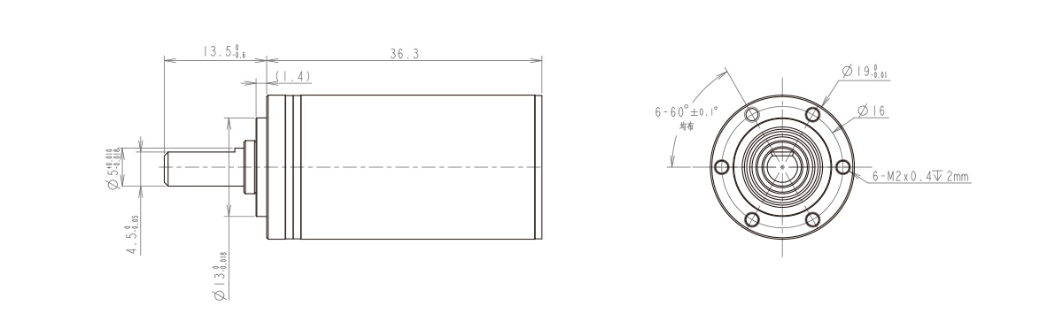 20mm gearbox drawing