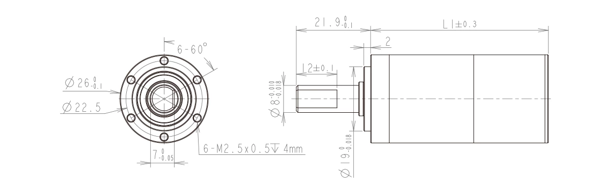 24mm gearbox drawing