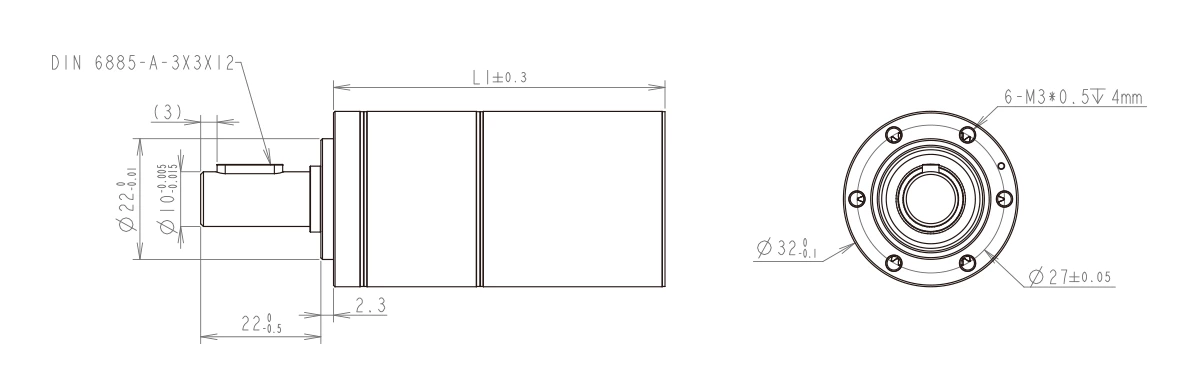 28mm gearbox drawing