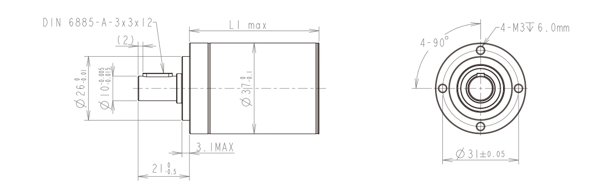32mm gearbox drawing
