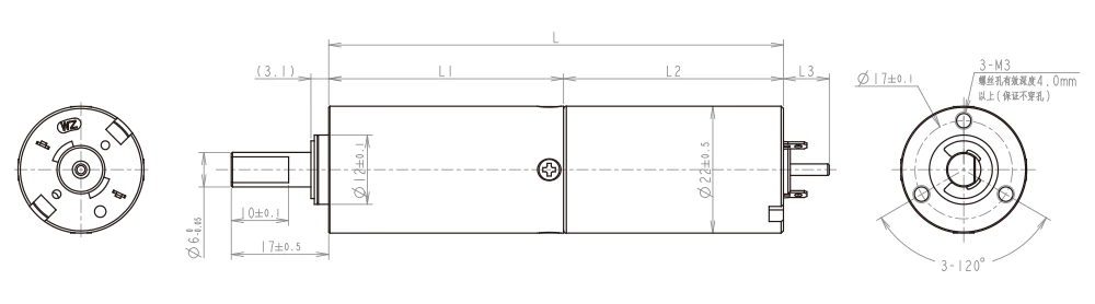 MD22mm technical drawing