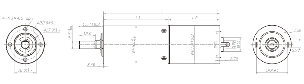 MD28mm technical drawing