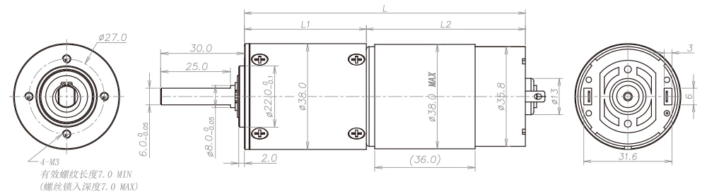 MD38mm Technical data and drawings