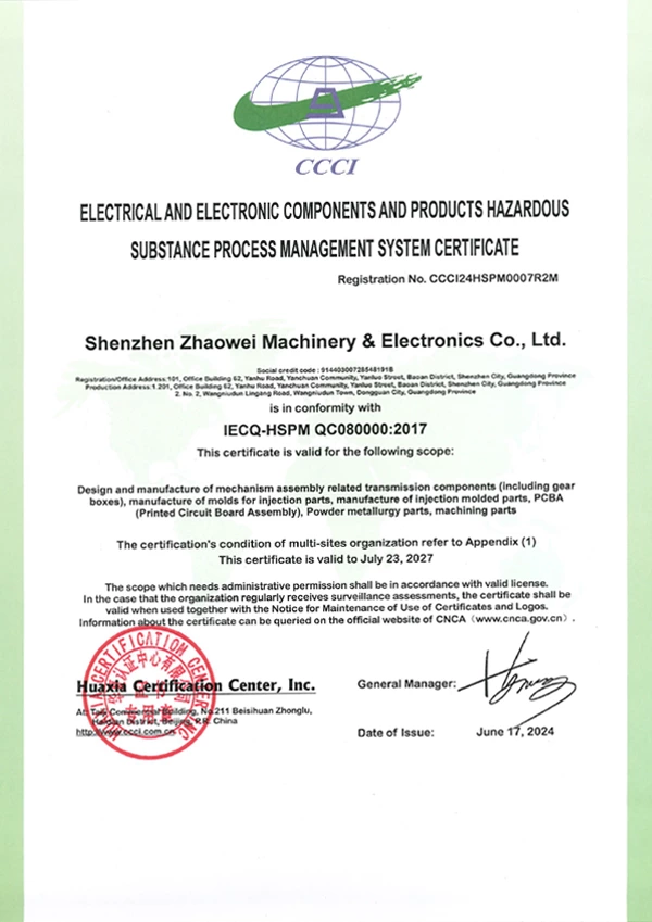 QC080000 Certificate