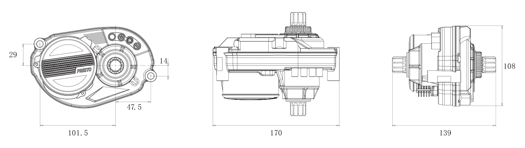 P60 ebike mid-drive motor